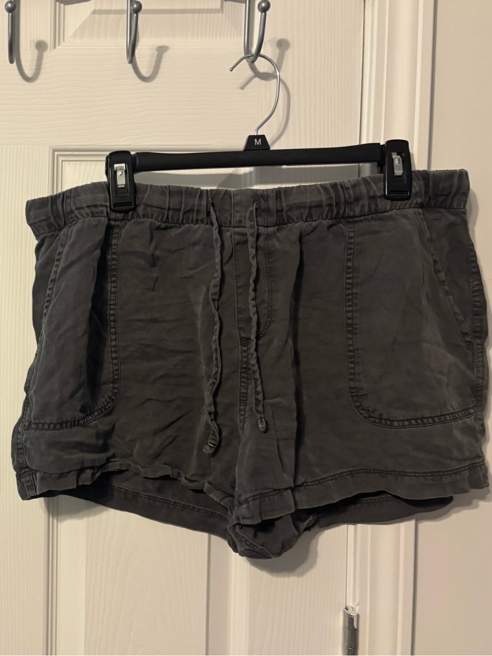 Women's Washed Black Drawstring Lounge Shorts